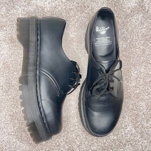 Dr. Martens Black Leather Chunky Platform 1461 Quad Mono Oxfords 13